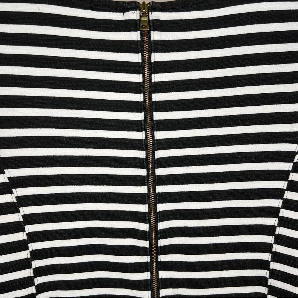 SMALL J CREW STRIPED DRESS BLACK WHITE PREPPY CASUAL SHEATH SHORT SLEEVE